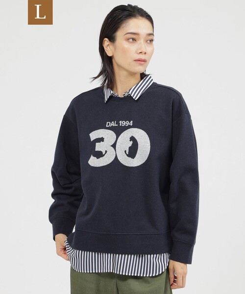 tシャツ 「L」「カタログ掲載品」「ウォッシャブル」ロゴジャカードプルオーバーカットソー レディース