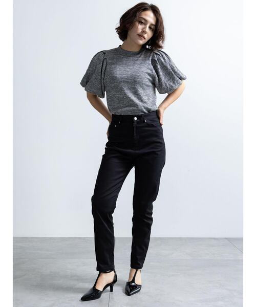 Te chichi パンツ ブラックスリムシルエットパンツ レディース