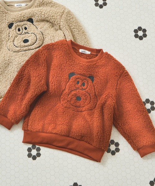 pairmanon（ペアマノン） ボア アニマルモチーフ刺繍 プルオーバー