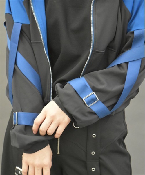 パーカー ベルトデザイン配色パーカー レディース axes femme POETIQUE パーカー ベルトデザイン配色パーカー