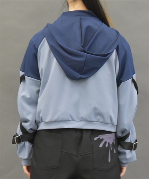 パーカー ベルトデザイン配色パーカー レディース axes femme POETIQUE パーカー ベルトデザイン配色パーカー