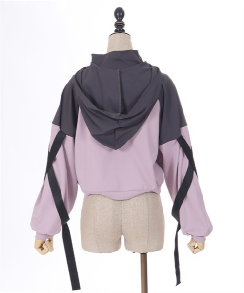 パーカー ベルトデザイン配色パーカー レディース axes femme POETIQUE パーカー ベルトデザイン配色パーカー