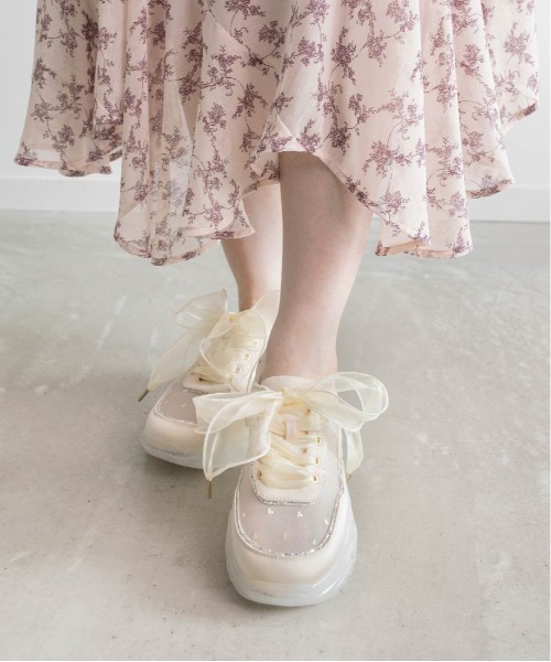 RANDA スニーカー 「HEART COLLECTION」シフォンリボンハート