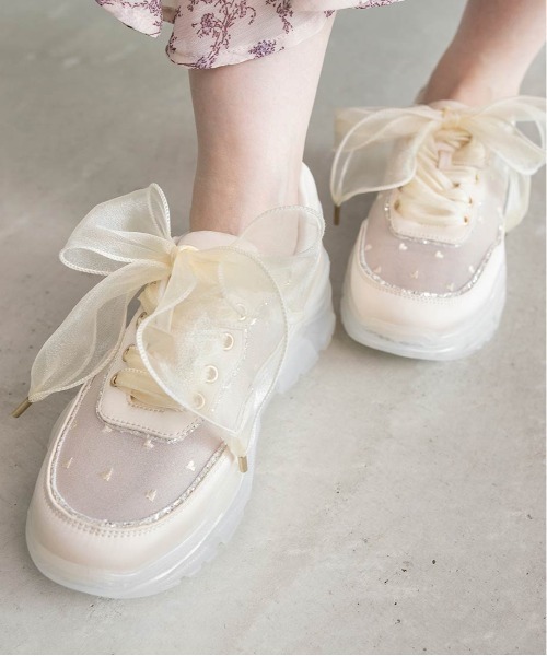 靴 RANDA heart collection RANDA スニーカー 「HEART COLLECTION」シフォンリボンハート