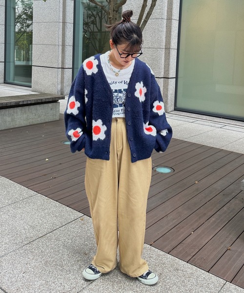 「kutir」 ニットカーディガン FREE グリーン レディース_画像8