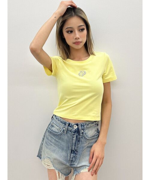 tシャツ ダブルジェルプリントブリーチTシャツ レディース セール】箔プリントアソートコンパクトTシャツ（Tシャツ