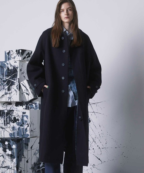 サイズ:1 ネイビー Super140s ステンカラーコート メゾンスペシャル サイズ:1 ネイビー Super140s ステンカラーコート メゾンスペシャル