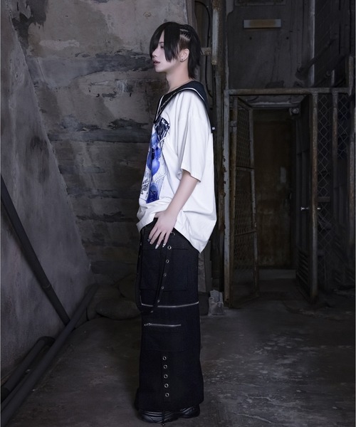 アミリージュ セーラーカラー半袖プリントTシャツ ホワイト 地雷系 サブカル Amilige tシャツ セーラーカラー半袖プリントTシャツ レディース