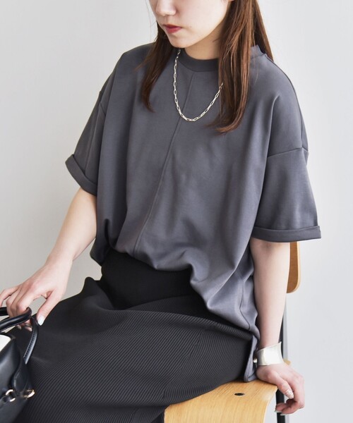 tシャツ quaranciel:「接触冷感/汗染み防止/洗濯機可能」スリット ルーズ チュニック TEE レディース