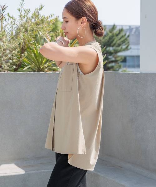 ブラウス シャツ 「HEREIAM」接触冷感＆イージーケア/COOLマテリアルノースリーブ レディース HEREIAM ブラウス シャツ 「HEREIAM」接触冷感＆イージーケア