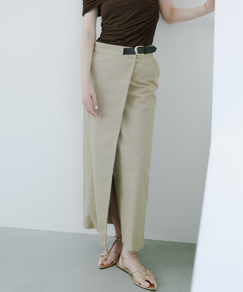 anuans ベルテッドチノタイトスカート ベルテッドチノタイトスカート(S BEIGE): スカートanuans