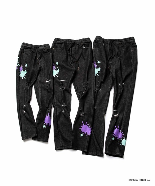 新規購入 Splatoon」 ダメージ加工デニムパンツ - ブラック メンズ パンツ