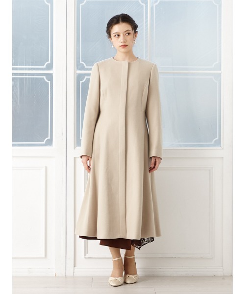 「AIMER」 ノーカラーコート LARGE グレー レディース_画像2