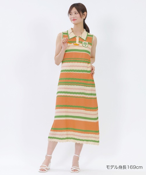 【MARYQUANT】マリークワント ワンピース ノースリーブ 38 ボーダー MARY QUANT（マリークワント）の「ボーダーノースリーブニット