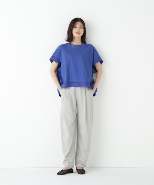 human woman（ヒューマンウーマン） tシャツ 布帛ドッキング半袖プル
