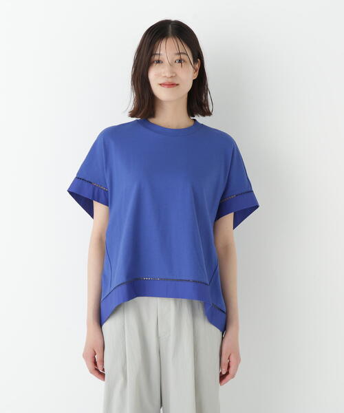 ヒューマンウーマン　半袖モックネックTシャツ（シアードッキング） ヒューマンウーマン human woman シアードッキングモックネック