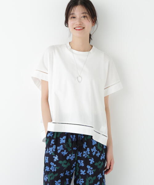 human woman（ヒューマンウーマン） tシャツ 布帛ドッキング半袖プル