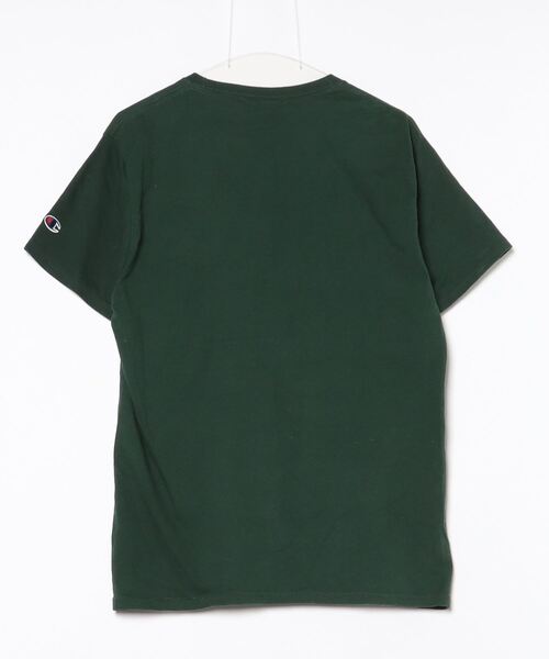 「Champion」 ワンポイント半袖Tシャツ M グリーン メンズ