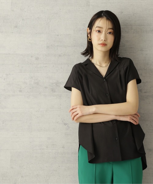 「NATURAL BEAUTY BASIC」 半袖ブラウス SMALL ブラック レディース