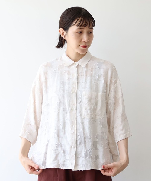 ブラウス シャツ シアーカットジャカード　シャツ レディース メンズ