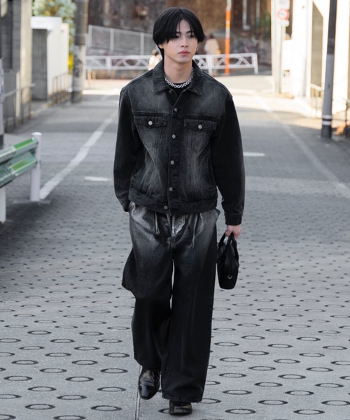 SINSS 「SINSS」 加工デニムパンツ MEDIUM ブラック メンズ
