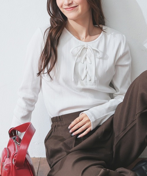 d.i.a.背中レースアップTシャツ tシャツ コンパクトレースアップロンT レディース : ZOZOTOWN Yahoo!店