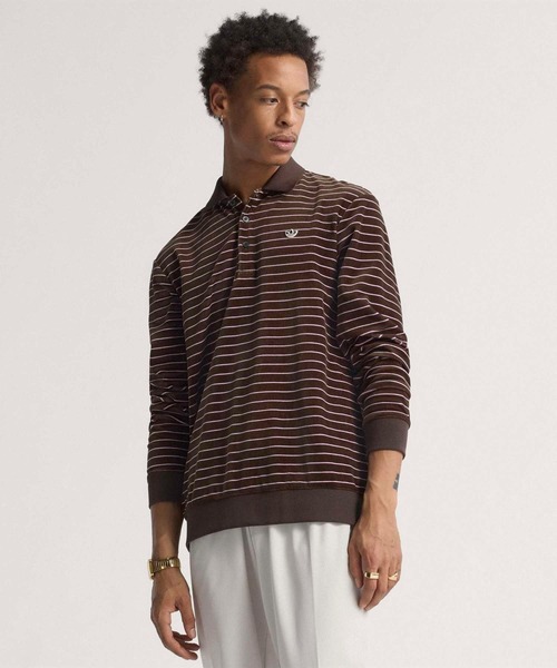 adidas（アディダス） ポロシャツ OG ボーダー ベロア 長袖ポロシャツ