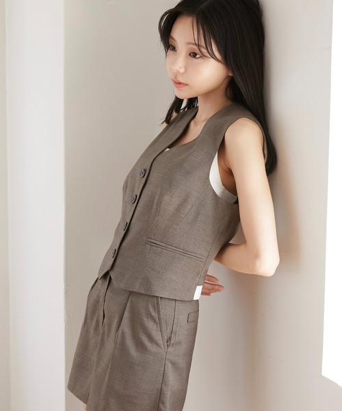 Luan（ルアン） ベスト ジレ 「Luan」GLEN CHECK GILET/グレンチェック