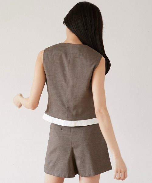 Luan（ルアン） ベスト ジレ 「Luan」GLEN CHECK GILET/グレンチェック