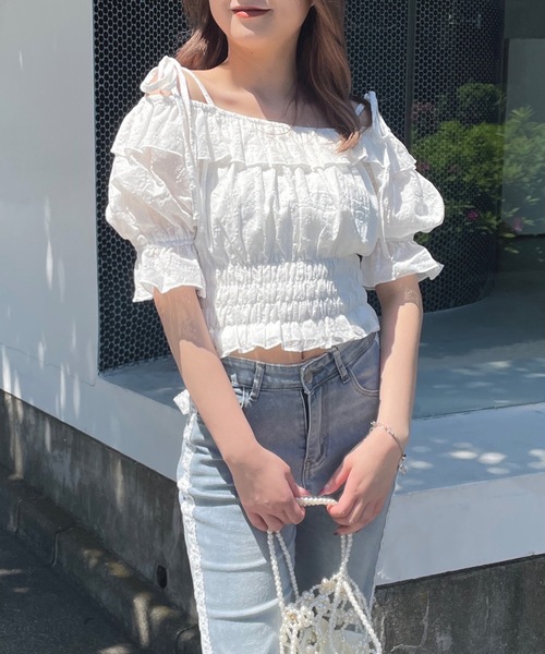 「one way」 半袖ブラウス FREE ホワイト レディース_画像2