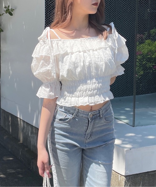 「one way」 半袖ブラウス FREE ホワイト レディース_画像3