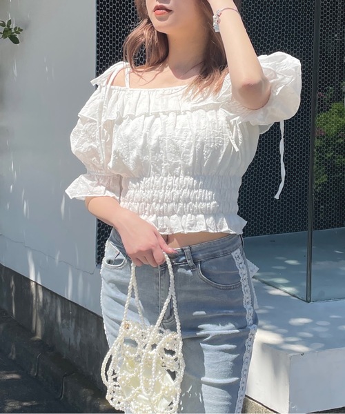 「one way」 半袖ブラウス FREE ホワイト レディース_画像5