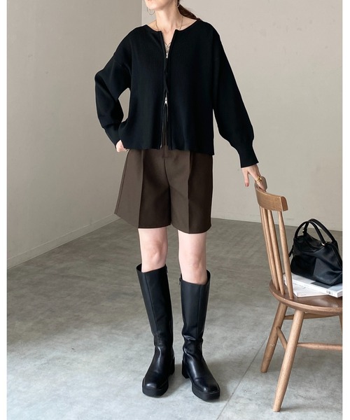 She's Closet カーディガン 長袖ボリュームスリーブダブルジップアップ