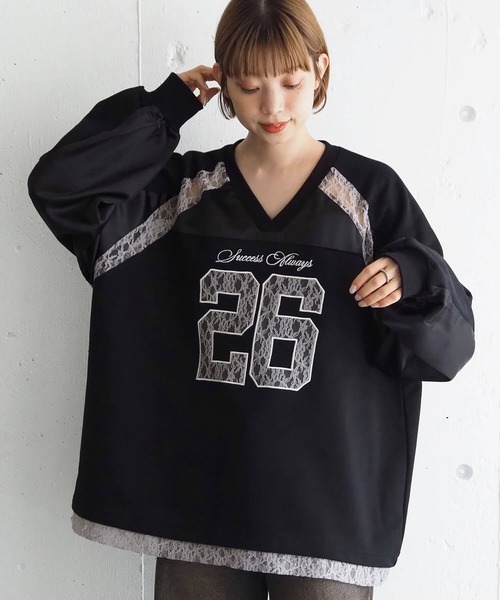 tiptop（ティップトップ） tシャツ サテン×レースナンバリングゲーム