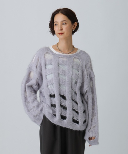 LEPSIM（レプシィム） ニット セーター 5ゲージヘアリーホールメッシュ