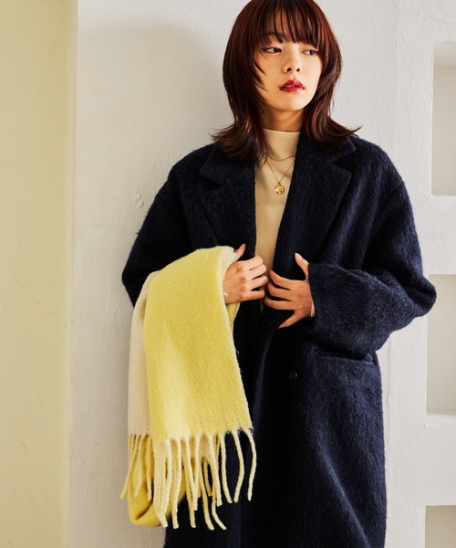 ○★新品 未使用 maiami アルパカ クロシェット コート 定番ニットコート mysty woman（ミスティウーマン） コート チェスターコート アルパカ混