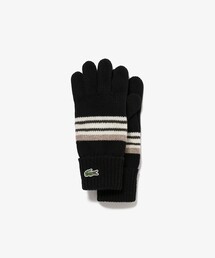 【新品タグ付】最終価格LACOSTE/本革レザー手袋インナー100%ウール素材 LACOSTE（ラコステ） 手袋 エクストラファインラムウールボーダー