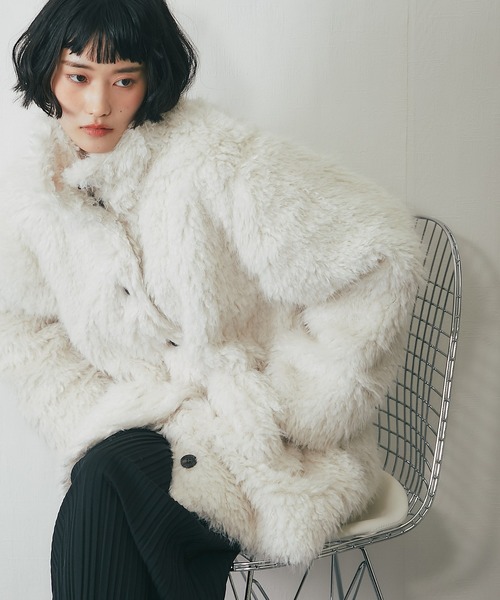 【初期廃盤】BABY ミルキーコート オフ白 CECIL McBEE（セシルマクビー） 少し薄手 コート 無地 襟ファー脱着可