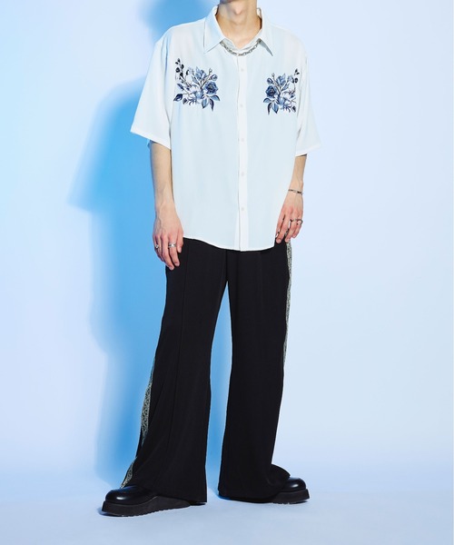 「Ellno Loset」 半袖シャツ SMALL ブラック メンズ_画像4