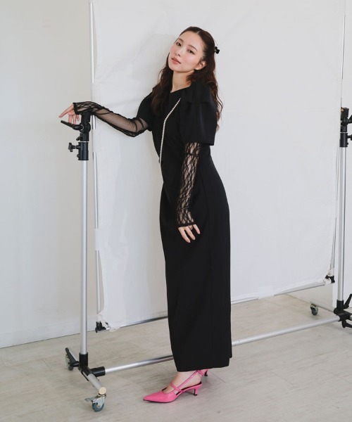 DONOBAN（ドノバン） ドレス 「ANDRESD」lace arm drepe dress