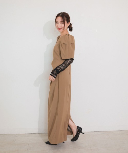 DONOBAN（ドノバン） ドレス 「ANDRESD」lace arm drepe dress