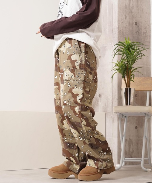 カーゴパンツ バイオウォッシュ 迷彩ワイドカーゴパンツ / Bio-Wash