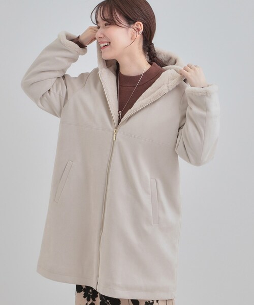 値下げ！！ベージュ ジップアップ フード付きコート　36 DRESKIP（ドレスキップ） コート アウター 「S-LL」マットな色味が大人