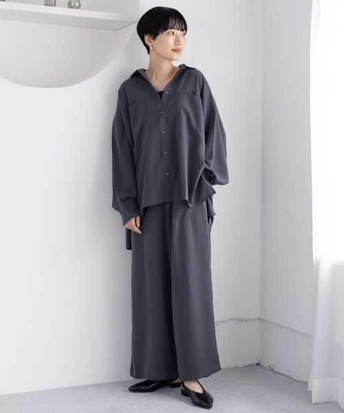 「LEPSIM」 イージーパンツ FREE チャコールグレー レディース_画像2