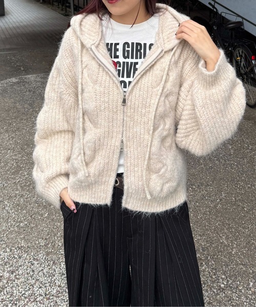 パーカー ケーブルニットジップパーカー メンズ レディース : ZOZOTOWN