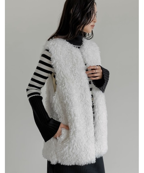 「Re:EDIT」 ベスト MEDIUM アイボリー レディース_画像8