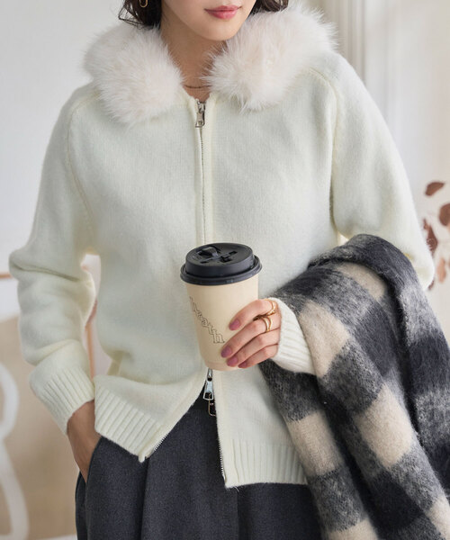 KOBE LETTUCE（神戸レタス） パーカー 取り外しファー付きニット