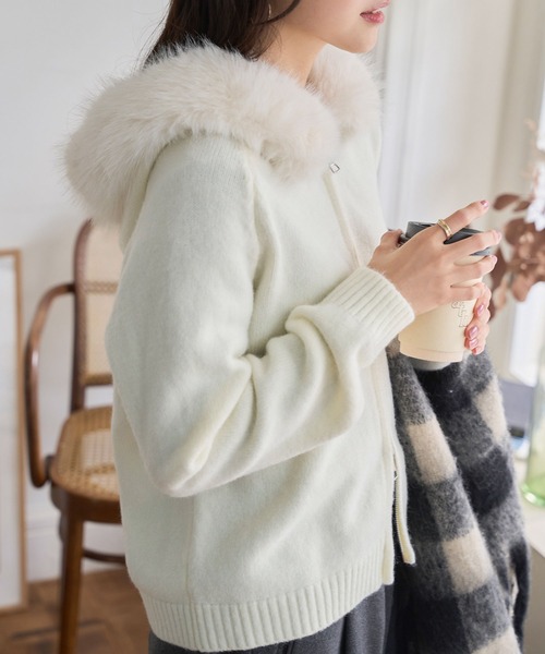 KOBE LETTUCE（神戸レタス） パーカー 取り外しファー付きニット