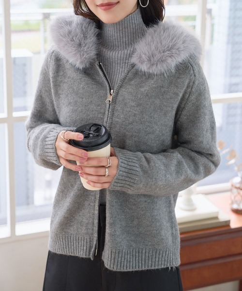 KOBE LETTUCE（神戸レタス） パーカー 取り外しファー付きニット