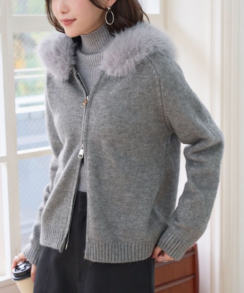 KOBE LETTUCE（神戸レタス） パーカー 取り外しファー付きニット